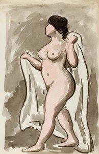 Nu féminin debout avec drapé