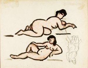 Deux nus féminins couchés