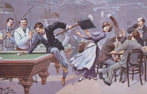Scène comique dans une salle de billard - Carl Robert Arthur Thiele