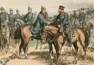 Guillaume Ier, Roi de Prusse et premier Empereur allemand (1797-1888) saluant son fils à Sadowa en 1866 - Carl Rohling