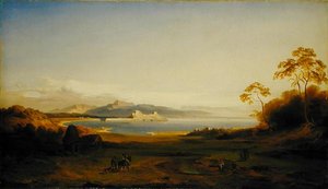 Baie et port à Corfou, vers 1842