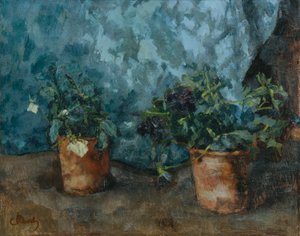 Nature morte avec pots de fleurs
