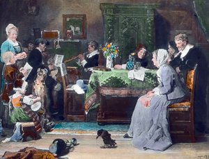 Le concert familial. Peinture du peintre allemand Fritz von Uhde (1848 - 1911) en 1881. Image date : vers 1890. Carl Simon Archive - Carl Simon