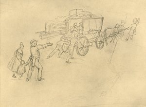 Le chariot de Thespis, acteurs en voyage, mi-fin du 19e siècle, vers 1924 - Carl Spitzweg