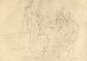 Die Kunstauktion, milieu-fin du 19e siècle, vers 1924 - Carl Spitzweg