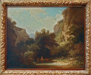 Paysage montagneux rocheux avec nymphes se baignant - Carl Spitzweg