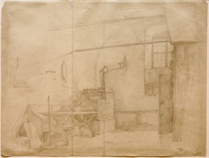 Poêle en faïence dans une ferme