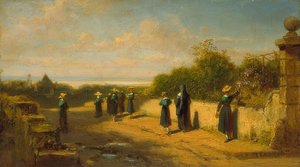 Pensionnat de jeunes filles en promenade