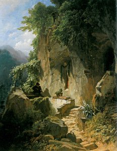 Ermite jouant de la musique devant sa grotte - Carl Spitzweg