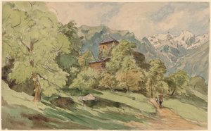 Le Château de Bürglen avec les Alpes au-delà - Carl Wagner