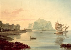 Port de Palerme avec le mont Pellegrino, 1831 - Carl Wilhelm Goetzloff