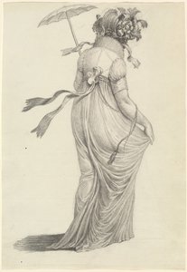 Une jeune femme à la mode vue de dos