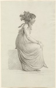 Jeune Femme Assise Portant un Chapeau à la Mode - Carl Wilhelm Kolbe