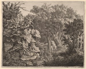 Paysage avec de grandes feuilles et trois satyres - Carl Wilhelm Kolbe