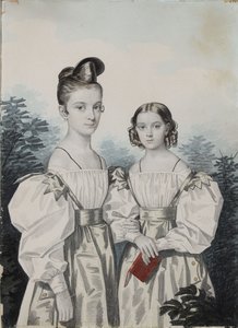 Portrait des sœurs Anna Petrovna et Elena Petrovna Ushakov - Carl von Hampeln