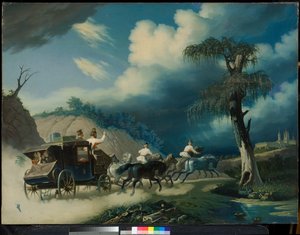 Troïka pendant un orage, années 1830 - Carl von Hampeln