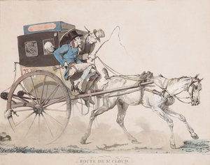 Un cabriolet Coucou sur la route de Saint-Cloud - Carle (after) Vernet