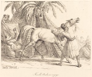 Famille arabe en voyage - Carle Vernet