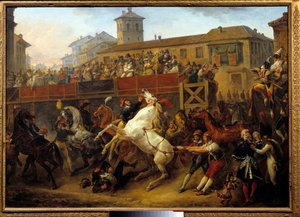 Course de chevaux libres pendant le carnaval - Carle Vernet