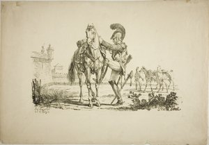Fusilier montant à cheval