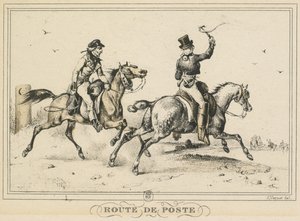 Scènes de la vie quotidienne, routes et chemins : Route postale..., 1817 - Carle Vernet