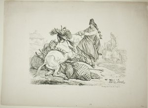 Muletier espagnol levant son mulet - Carle Vernet