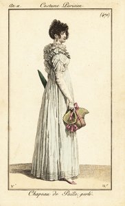 Femme tenant un chapeau de paille perlé, Paris
