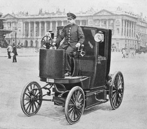 Coupé électrique, Place de la Concorde, Paris, vers 1900 - Carle de Mazibourg
