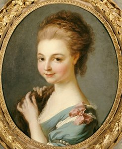 Une fille en robe bleue avec un ruban rose - Carle van Loo