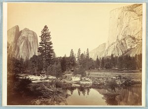 Dans la vallée, El Capitan et les rochers de la Cathédrale - Carleton E. Watkins