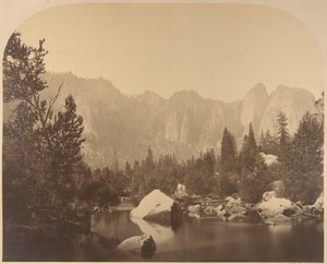 Cathedral Rock, dans la vallée - Carleton Emmons Watkins