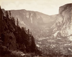 Vallée de Yosemite depuis Glacier Point, vers 1872, imprimé vers 1876 - Carleton Emmons Watkins