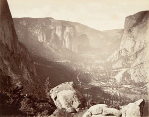 Vallée de Yosemite depuis Union Point, vers 1872, imprimé vers 1876 - Carleton Emmons Watkins