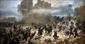La Brèche de Porta Pia - Rome, 20/09/1870. Peinture de C. Ademollo. - Carlo Ademollo