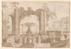 Un jardin avec arche en ruine - Carlo Antonio Buffagnotti