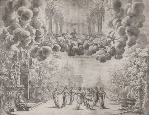 Décor de scène avec figures allégoriques, de 