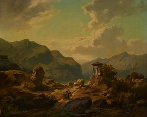 Paysage de montagne avec lac - Carlo Brioschi