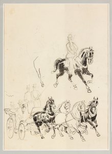 Étude préparatoire pour une calèche et des chevaux - Carlo Casaltoli