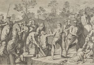 Saint André agenouillé en prière alors qu