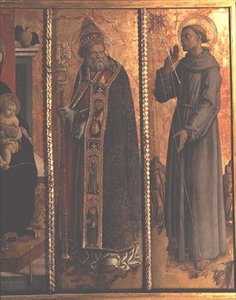 Saint Sylvestre et Saint François, détail du polyptyque de San Silvestro - Carlo Crivelli