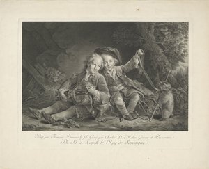 Deux garçons avec une marmotte - Carlo Domenico Melini
