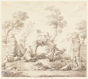 Conception pour une fontaine avec Pégase, pour la Villa Albani, Rome - Carlo Marchionni