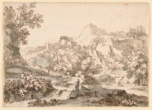 Dessin, Paysage avec ville, 1750-1770 - Carlo Marchionni