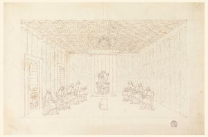 Dessin, le pape Benoît XIV lors d