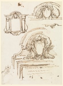 Dessin, Esquisses de cadres pour la sacristie de Saint-Pierre, 1740-58 - Carlo Marchionni