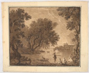 Pêcheurs dans le paysage - Carlo Marchionni