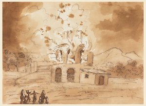 Paysage avec une tour en feu - Carlo Marchionni