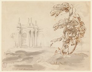 Arbre dans un paysage avec bâtiment