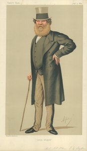 Colonel Le Très Honorable Thomas Edward Taylor, récemment fouetté, 4 juillet 1874, caricature de Vanity Fair - Carlo Pellegrini