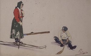 Fixant ses skis - Carlo Pellegrini
